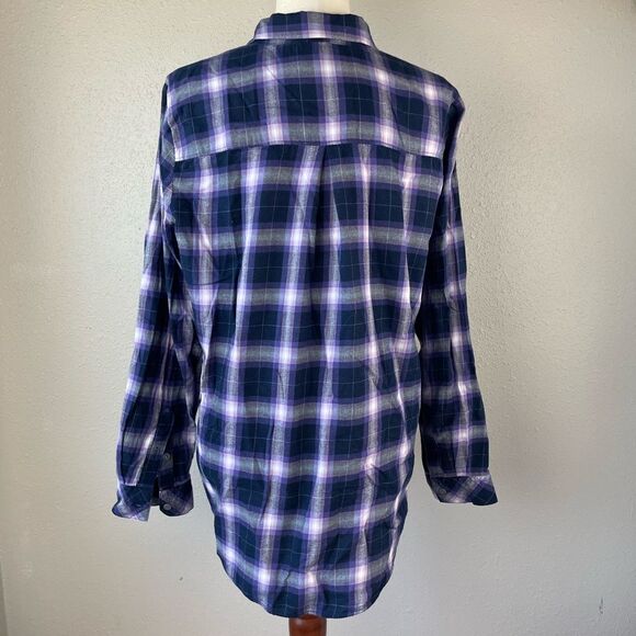 Sonoma Purple Plaid Button Down Flannel Shirt Size L - Picture 5 of 8